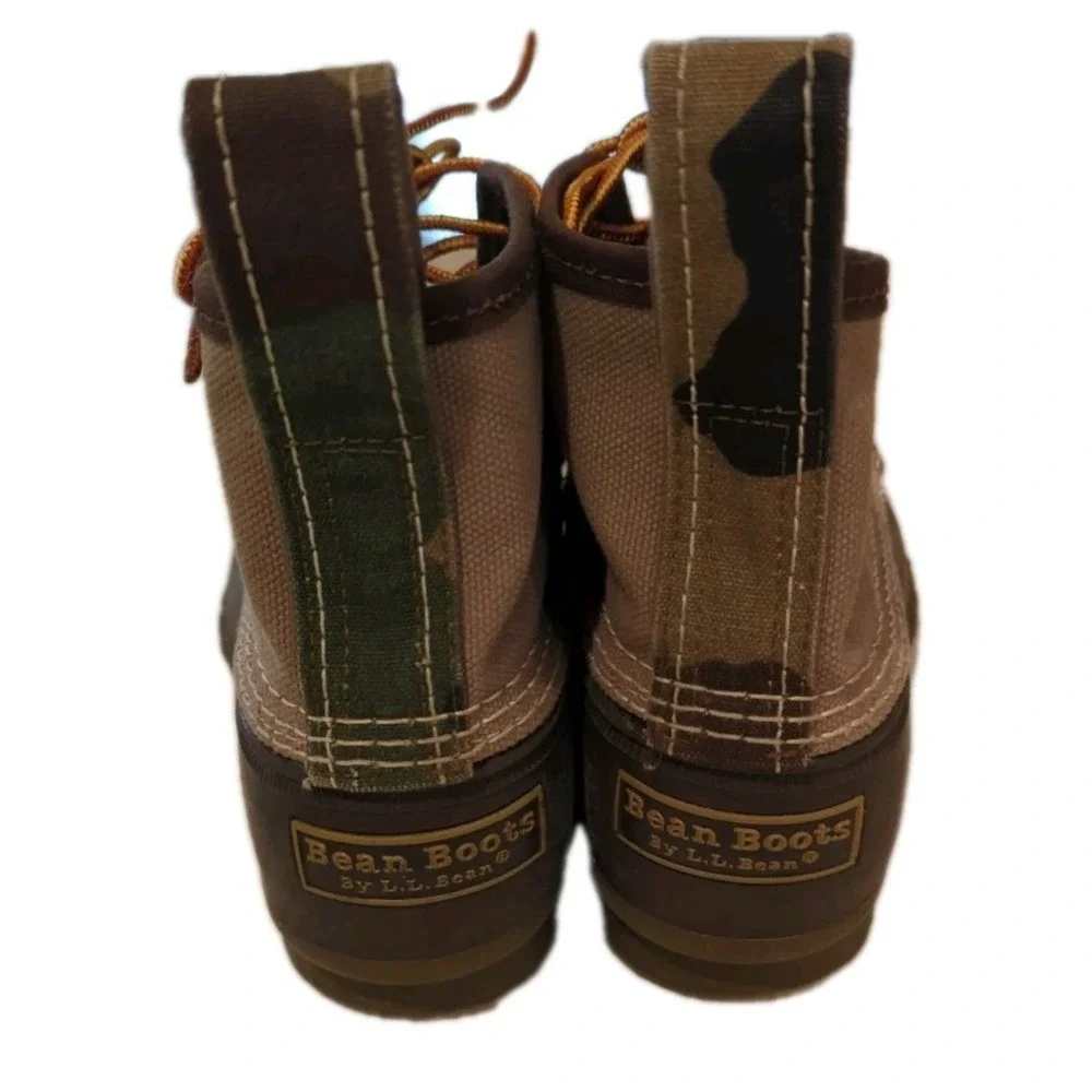 LL Bean Canvas Duck Boots Mens 7.5M Women's 9.5 Tan Camo Classic USA Limited Ed‎